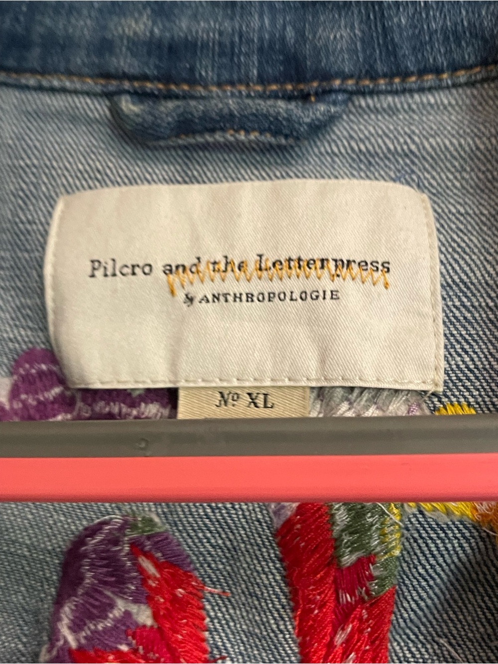 Anthropologie Pilcro Embroidered Denim Jacket, Size XL - Picture 8 of 9